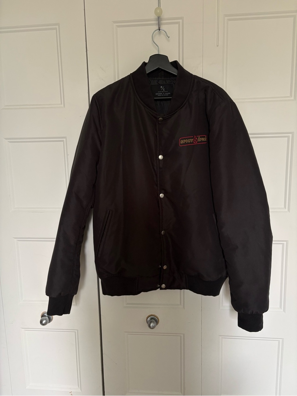 Peace Collective x Mc Donald’s Black Bomber Jacket with Spicy Embroidered Logo